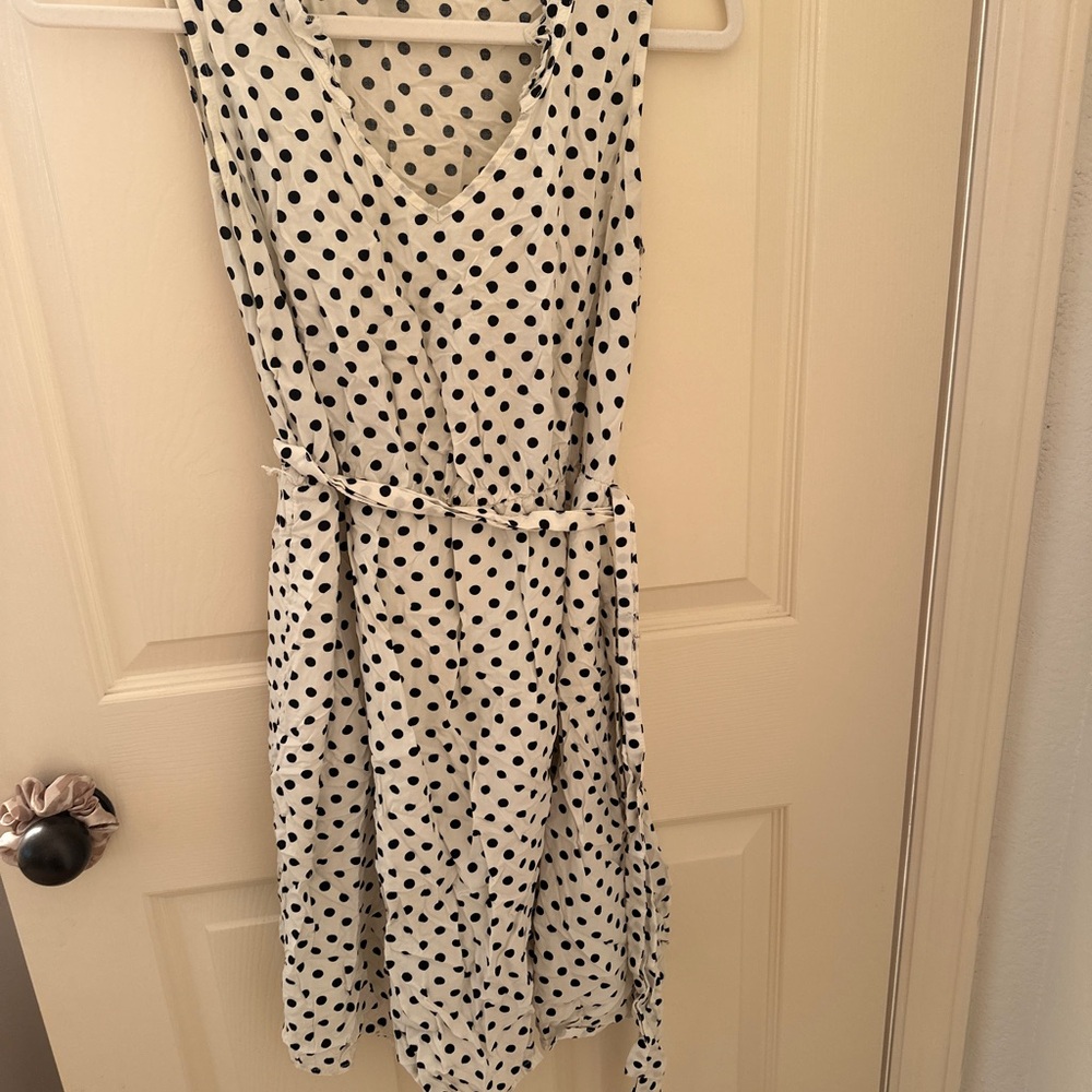 Old Navy White Dress with Black Polka Dots